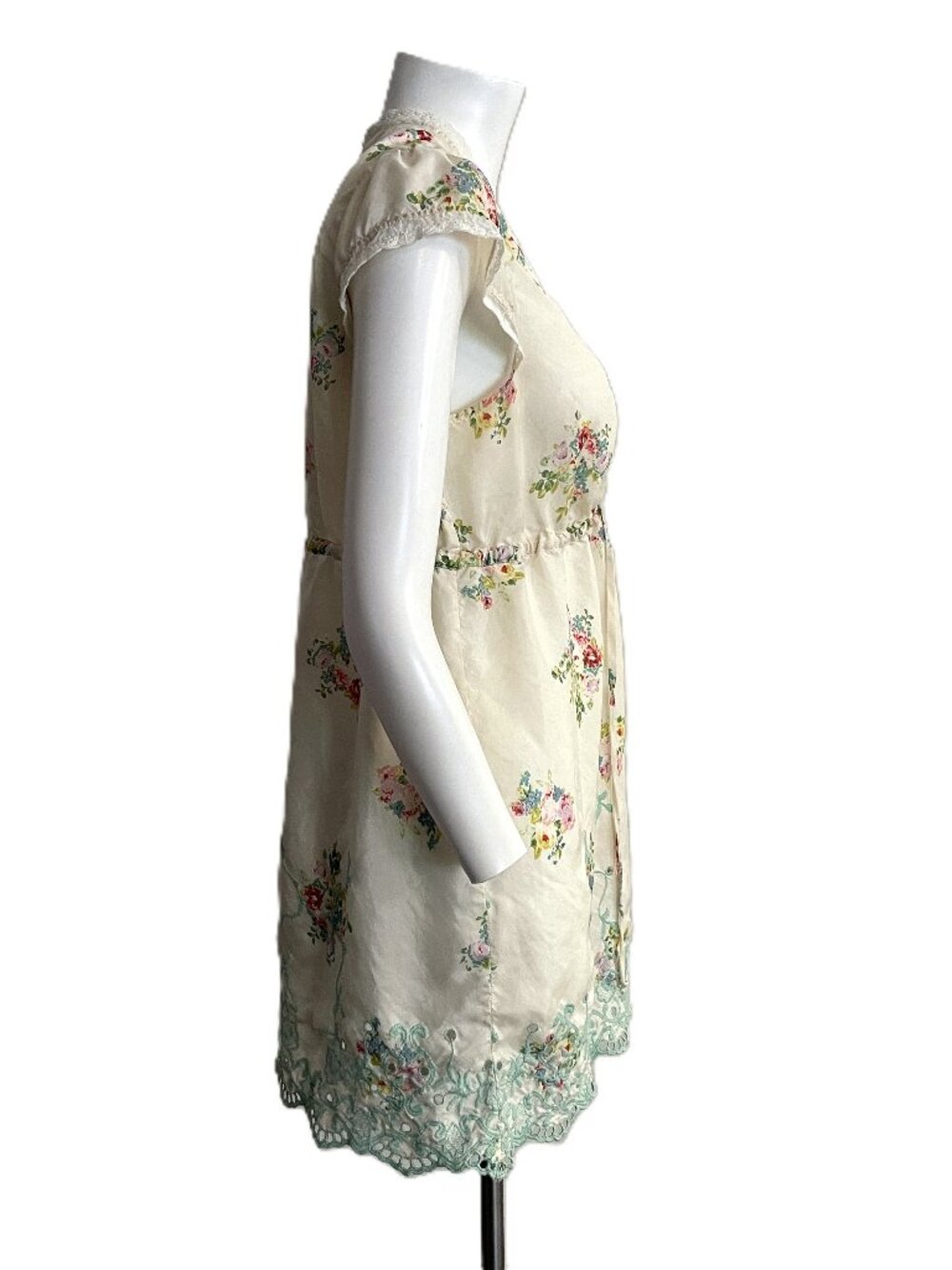 Johnny Was Tunic Top Blouse Med Silk Embroidered Lace Floral Cottagecore Boho - Picture 9 of 16